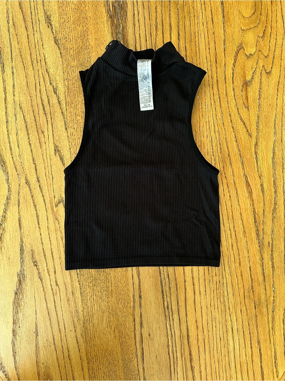 Zara Black Ribbed Mock Neck Crop Top